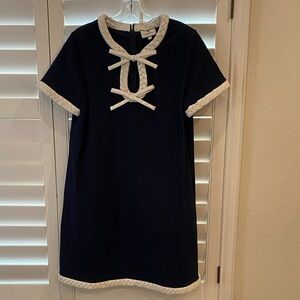 Tuckernuck Navy Oliva Dress with Cream Braided Trim